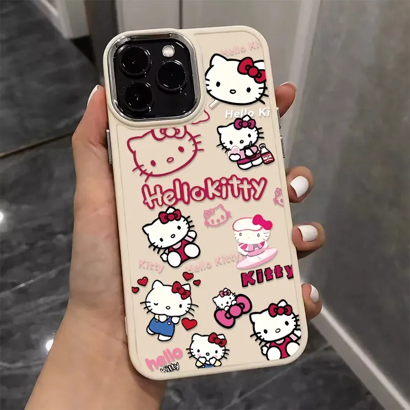 NOWE etui na telefon Sanrio Hello Kitty Kawaii do iPhone\'a 16 15 14 13 12 11 ProMax XR XS MAX 7 8 Plus Cute Cartoon Cover Y2K PINK Girl