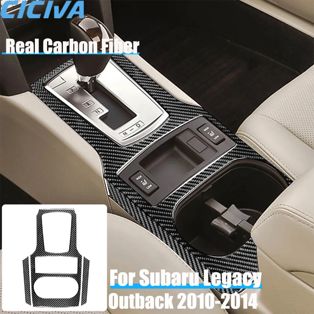 

Real Carbon Fiber Car Accessories Gear Shift Cup Holder Cover Soft Sticker For Subaru Legacy/Outback 2010 2011 2012 2013 2014