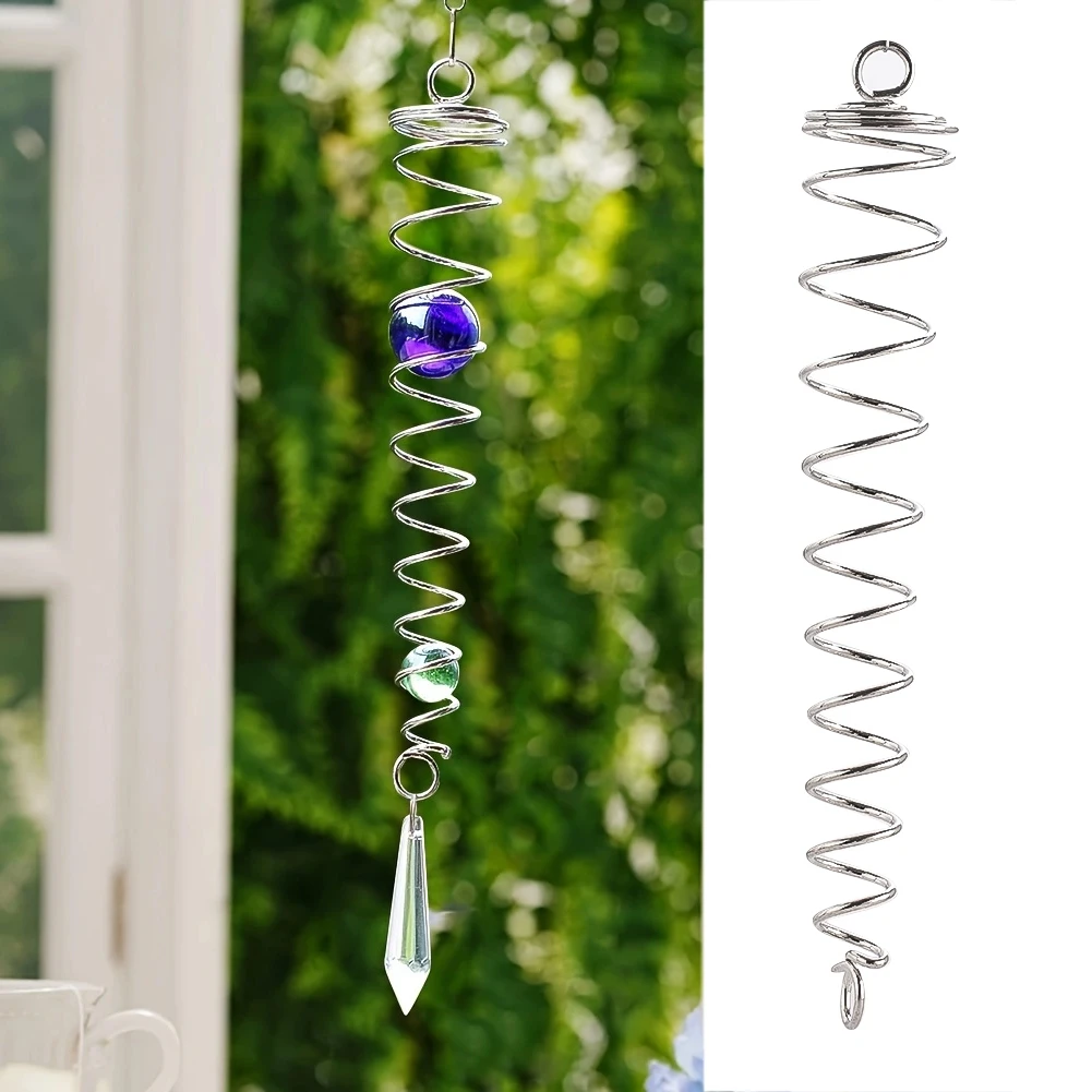 Stainles Steel Spiral Tail Pendant DIY Wind Spinner Gazing Ball Stabilizer Crystal Suncatcher Making Parts Garden Hanging Decor