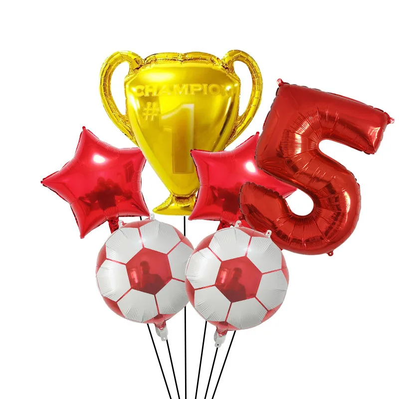 Boys Football Trophy Air Helium Balloons Birthday Party Decorations Children's Gifts 32inch Green Blue Red Digit Number Balloon