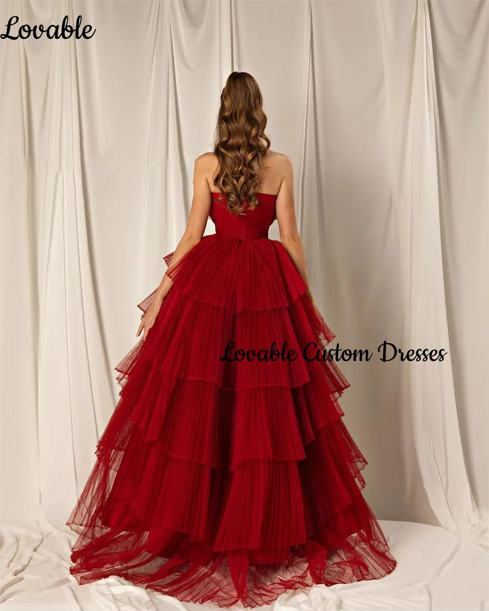 فسات Mohamed 1914 Personalisiertes Hochzeitskleid, trägerlos, mit Reißverschluss, formelle Anlässe, bodenlang, A-Linie, ärmellose Partykleider