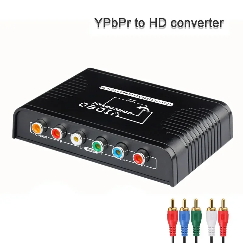 Konwerter wideo-audio YPbPr na HDMI, Adapter RCA na złącze HDMI, konwerter na PS2, DVD, Wii, Xbox, HDTV, 1080P