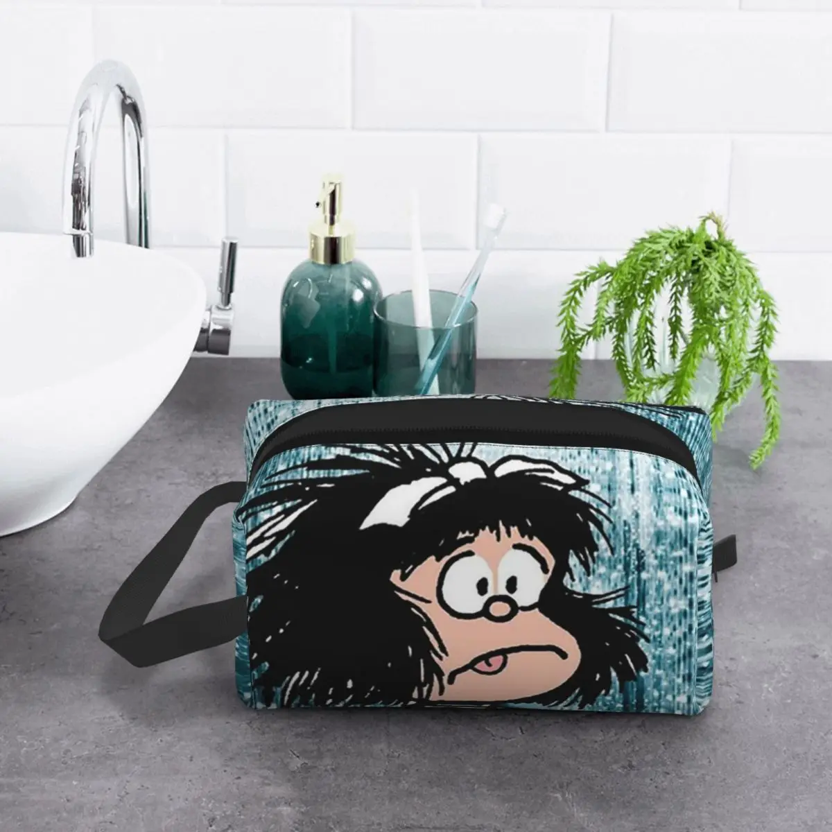

Mafalda Cute Makeup Bag Cosmetic Organizer Storage Dopp Kit Toiletry Cosmetic Bag for Women Beauty Travel Pencil Case
