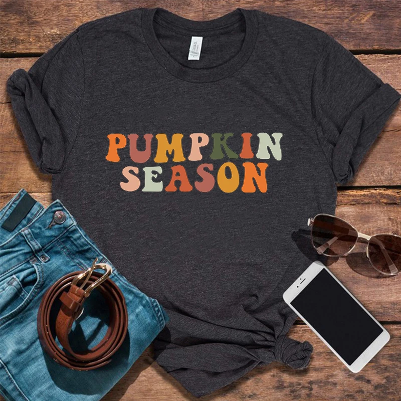 

Pumpkin Season Shirts Aesthetic Fall Colors Shirt Cute Thanksgiving Vintage Clothes Happy Fall Tees Boho Fall Shirt Casual L