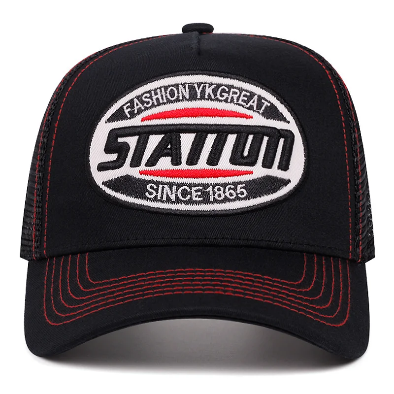 Unisex Classic STATION Letter Pattern Mesh Baseball Cap