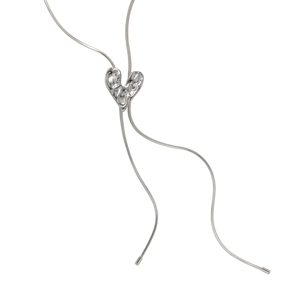 Amaiyllis Fashion Irregular Love Sweater Chain Adjustable Titanium Steel Snake Chain Long Sweater Chain Necklace Jewelry