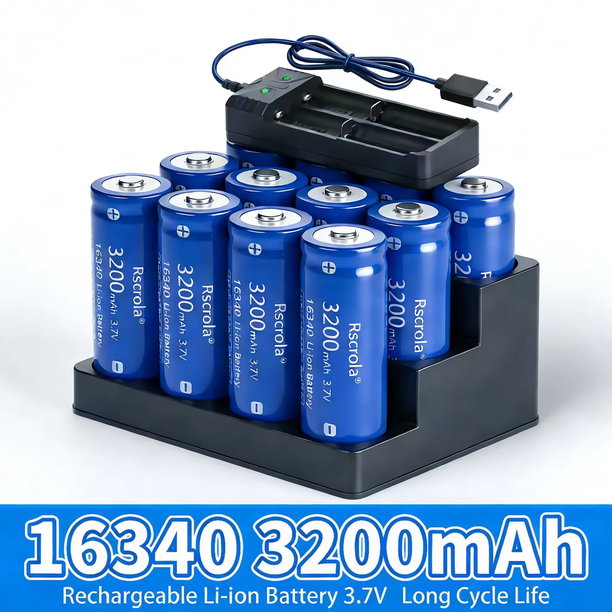 Hot 3.7V 3200mAh 16340 CR123A Li-ion Rechargeable Batteries and For LED Flashlight Laser Pen For 16340 CR123A Battery