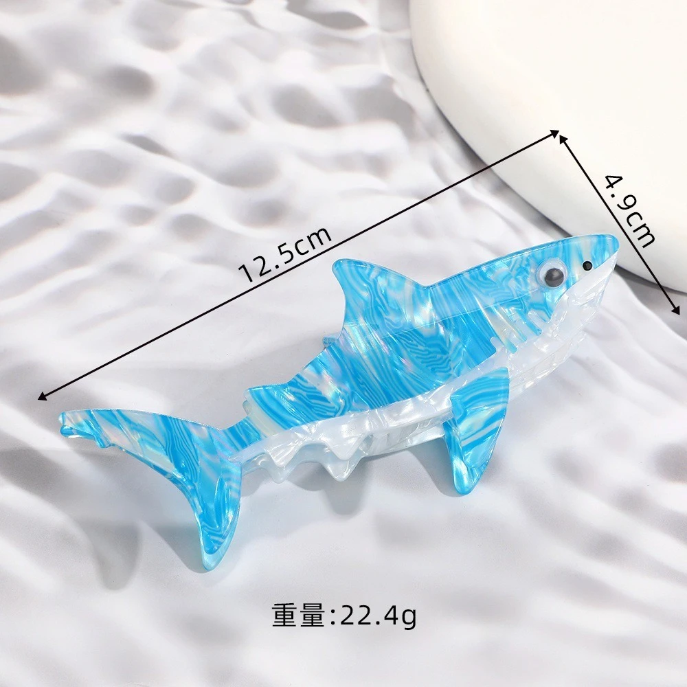 กิ๊บติดผมรูปสัตว์ทะเลดีไซน์ใหม่ ซีรีส์สัตว์ทะเลสุดสร้างสรรค์ กิ๊บหนีบผมรูปฉลามสีฟ้า ทำจากอะซิเตท กิ๊บหนีบผมทรงปู สไตล์ INS สำหรับผู้หญิงและเด็กผู้หญิง อุปกรณ์เสริมผม