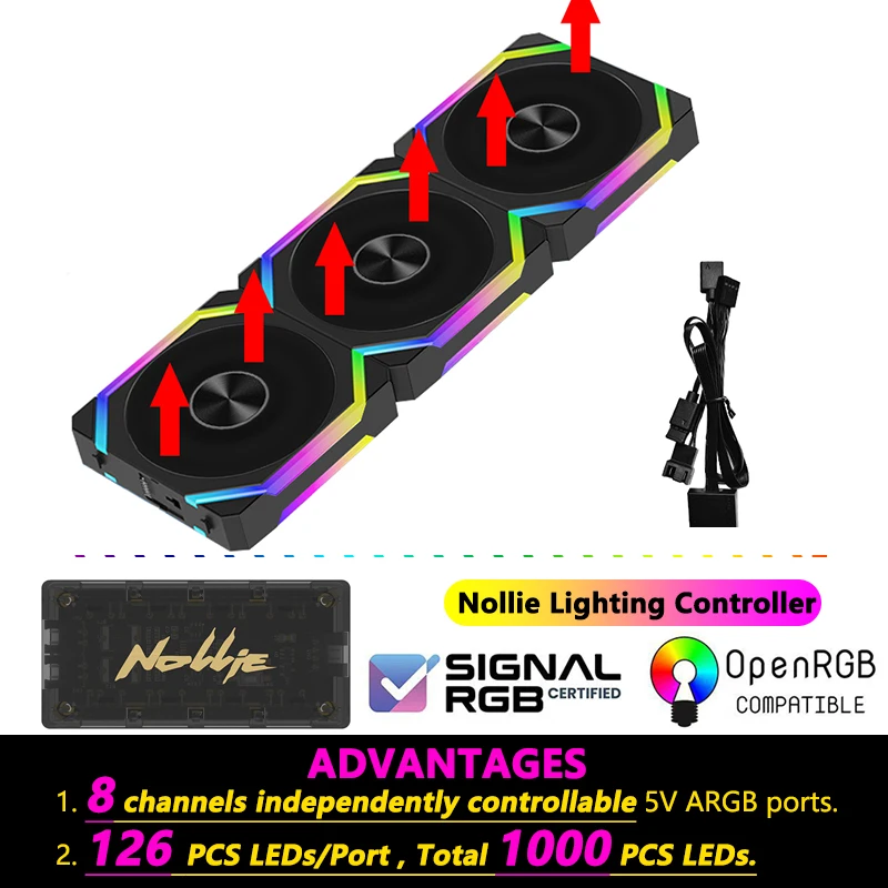 JUMPEAK CS120 ARGB Wentylator chłodzący 360 mm 240 mm Modułowe, sztaplowane, ciche wentylatory PWM 120 mm RGB do gier PC Chłodnica wodna — zdjęcie produktu 11