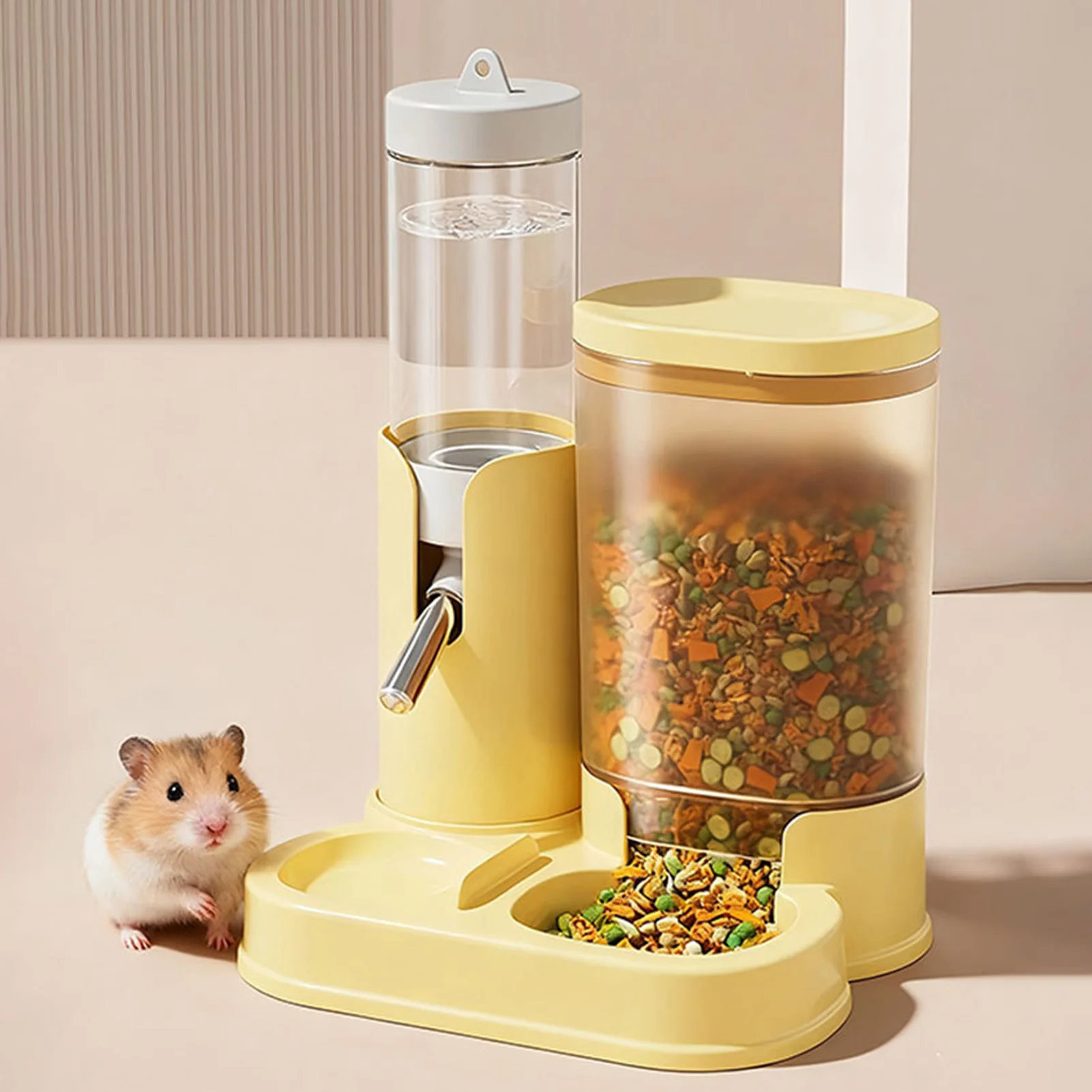 Hamster Feeder and Water Dispenser Combo Rolling Ball Leak Proof Bottle Sealed Food Storage for Dwarf Hamster Gerbil