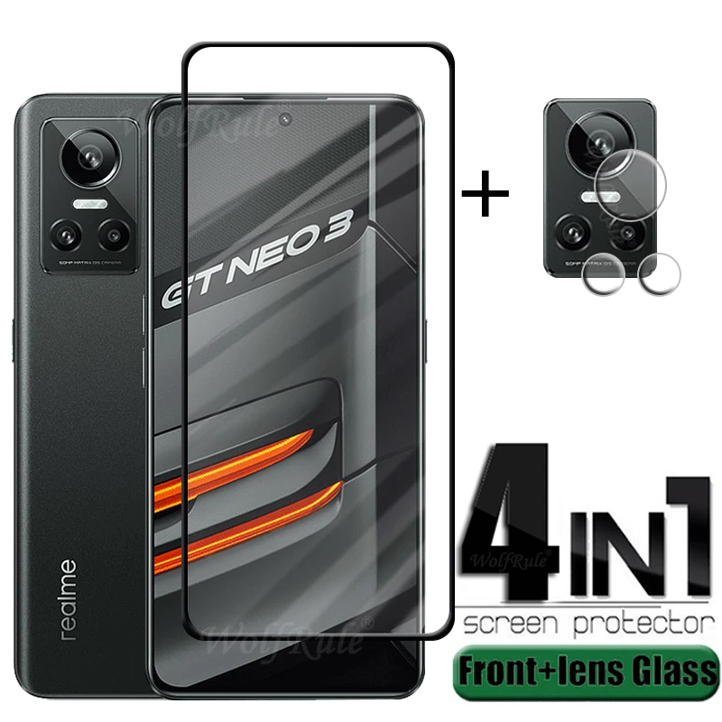 

4-in-1 For OPPO Realme GT Neo 3 Glass For Realme GT Neo 3 Tempered Glass 9H Full Screen Protector For Realme GT Neo 3 Lens Glass