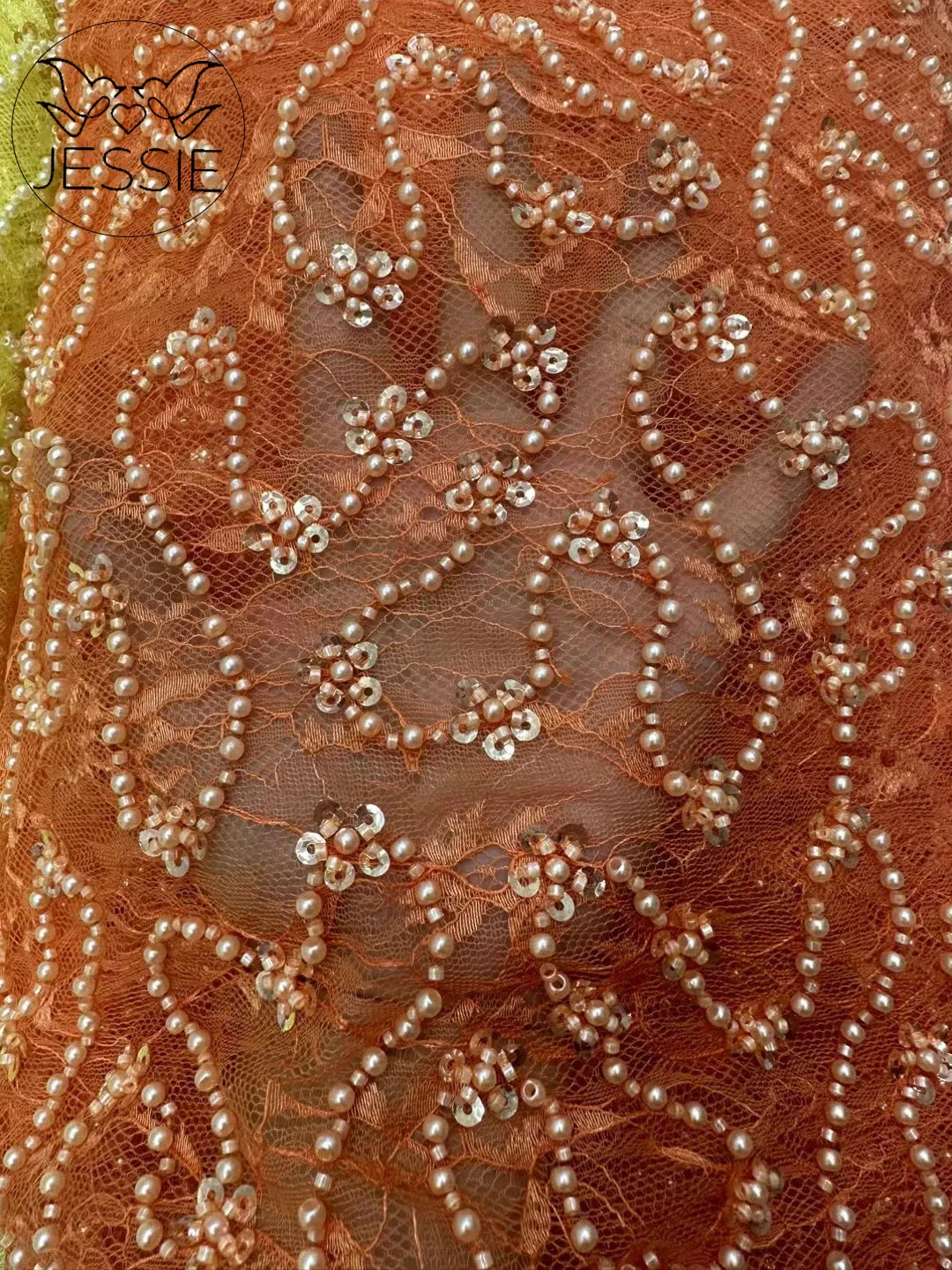 

2024 Fashion Light Luxury Dress Wedding High-Grade Private Customized Clothing Fabric Lace With Beads And Sequins Sell By 5 yard