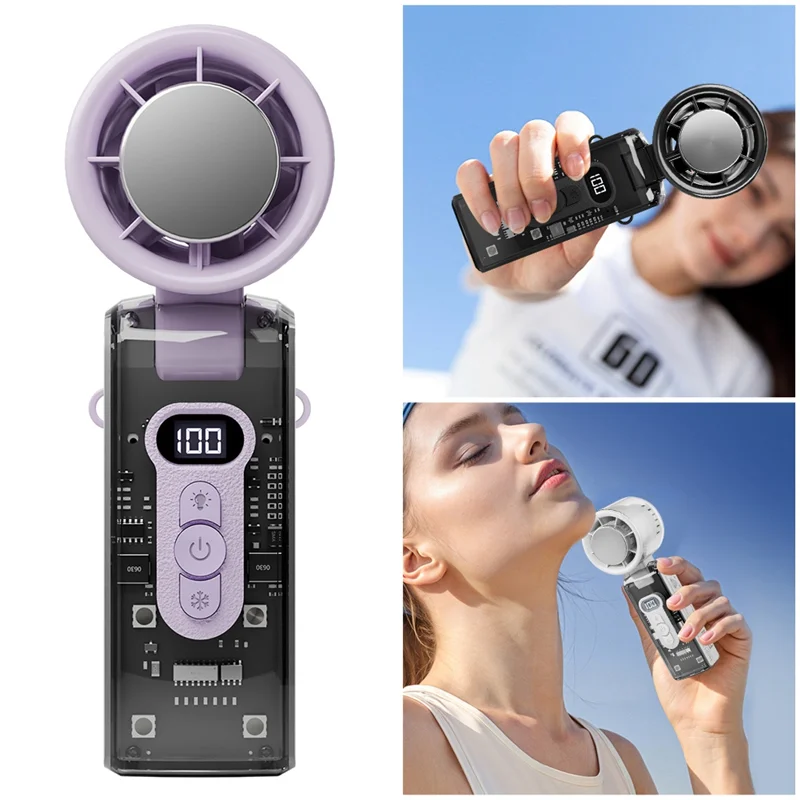 Ventilador de alta velocidad de refrigeración semiconductora, ventilador Turbo portátil recargable para exteriores, iluminación Led, Black-BAAQ