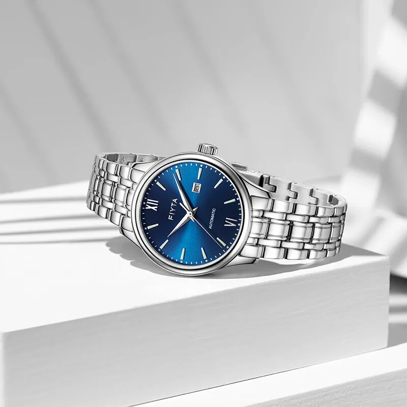 ساعات رجالية ميكانيكية أوتوماتيكية من Fiyta، زجاج كريستال الياقوت، ساعات عمل عصرية للرجال