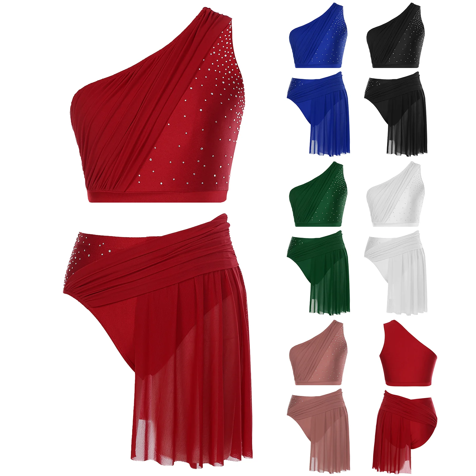 Women Girls Lyrical Modern Praise Dance Performance Outfit Figure Skating Rhythmic Gymnastics Athletic Activewear Set 2Pcs/set image 6