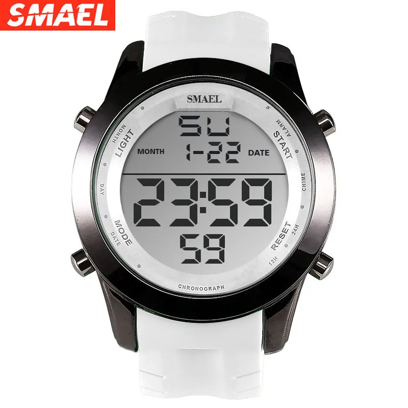 Smael Men's Casual Alloy Electronic Digital Watch Large Dial High-Grade Silicone Band Sports Watch