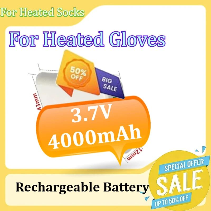 

Lithium Battery For Heated Socks And Gloves For Electric Socks Suitable Polymer Lithium Battery 3.7V 4000mAh