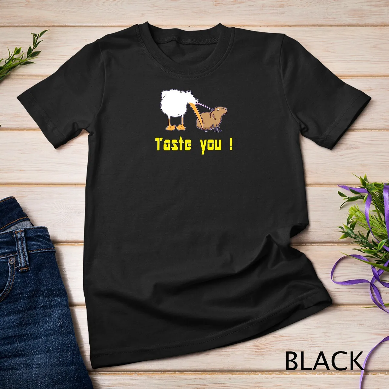 Pelican Tries to Eat Capybara Funny Cute Kawaii Meme T-Shirt Unisex T-shirt