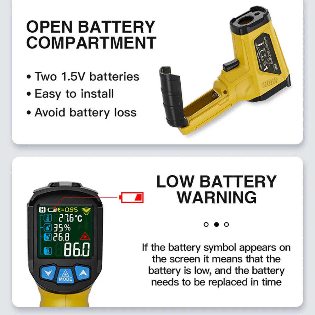 

Infrared Thermometer 800C Non-Contact Temperature Meter Handheld Humidity Meter LCD Industrial Outdoor Digital Thermometer