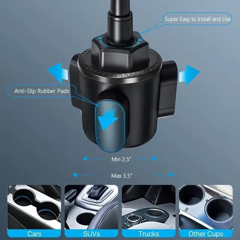 Cup Holder Phone Holder, [Upgraded Adjustable Gooseneck & Firmly Stable] Cup Holder Phone Mount For Car, Cell Phone Cradles