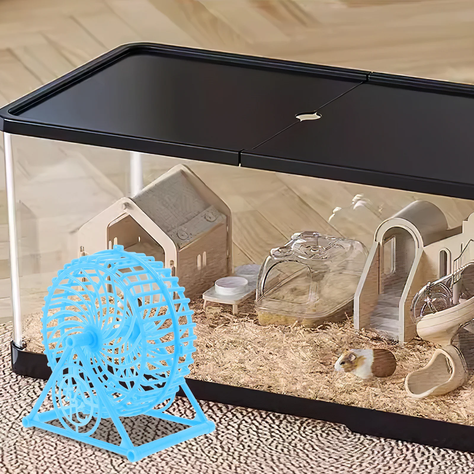 

Silent Hamster Wheel Plastic Quiet Spinner Sky-Blue Anti-Foot-Stuck Design for Small Pets Mice Gerbils Hedgehogs Squirrel Cage