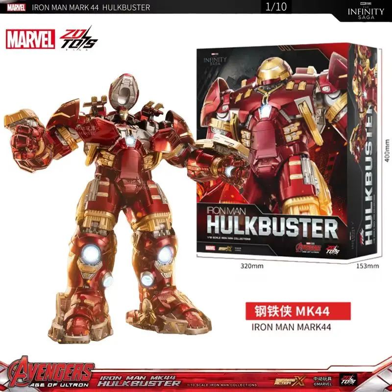 Zd Toys Marvel Iron Man Mk44 Hulkbuster 1/10 Led Action Figure Avengers Collectible Model Display Gift