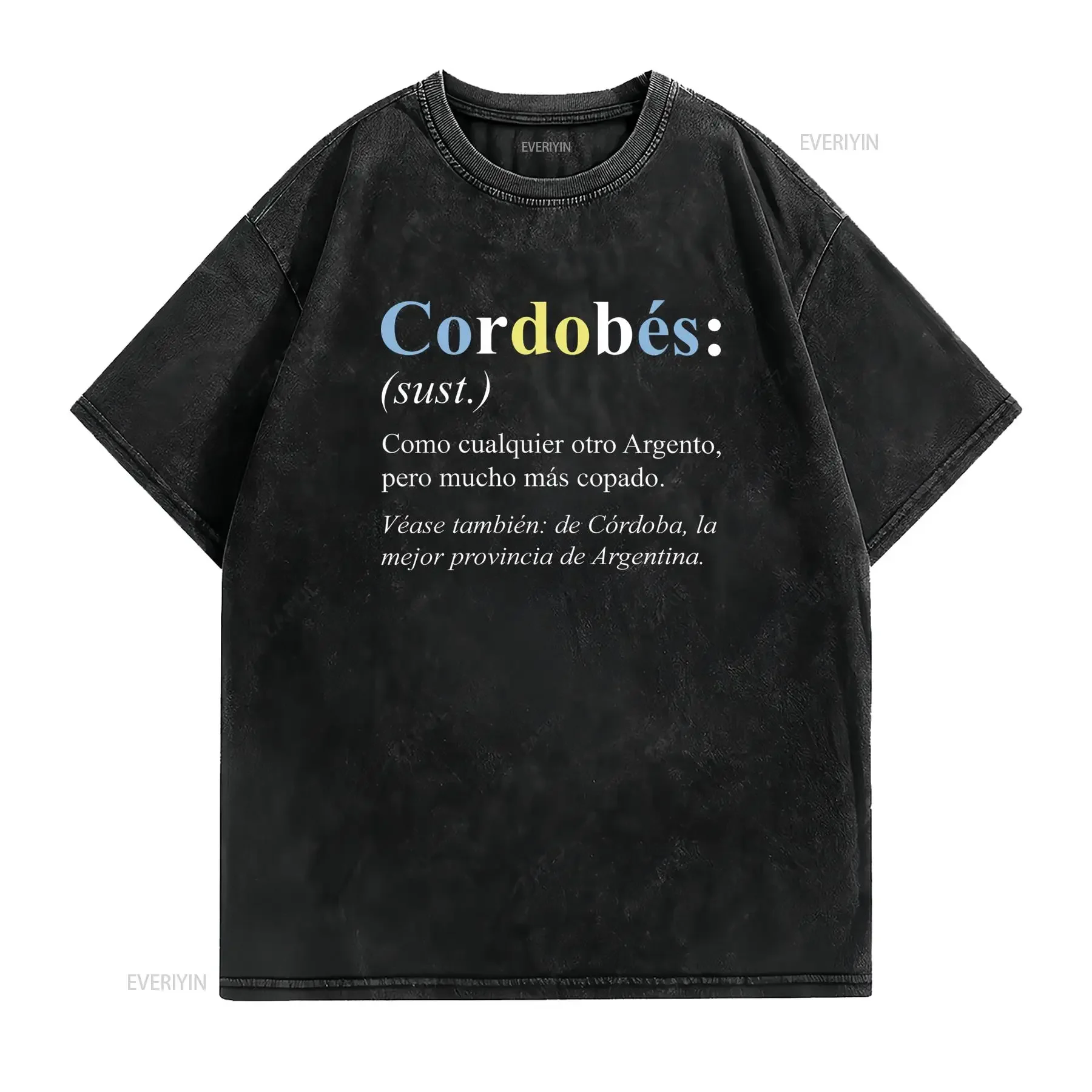 T shirt da uomo divertente con definizione spagnola di Cordoba Argentina Cordobes guida alla pronuncia fonetica nera vintage