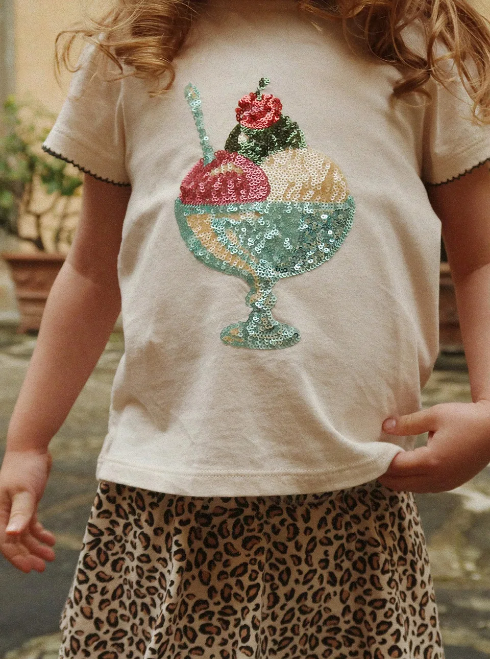 2026 Summer New Children Clothing Cartoon T-shirt Bead Short Sleeve Top Shorts Mesh Half Skirt