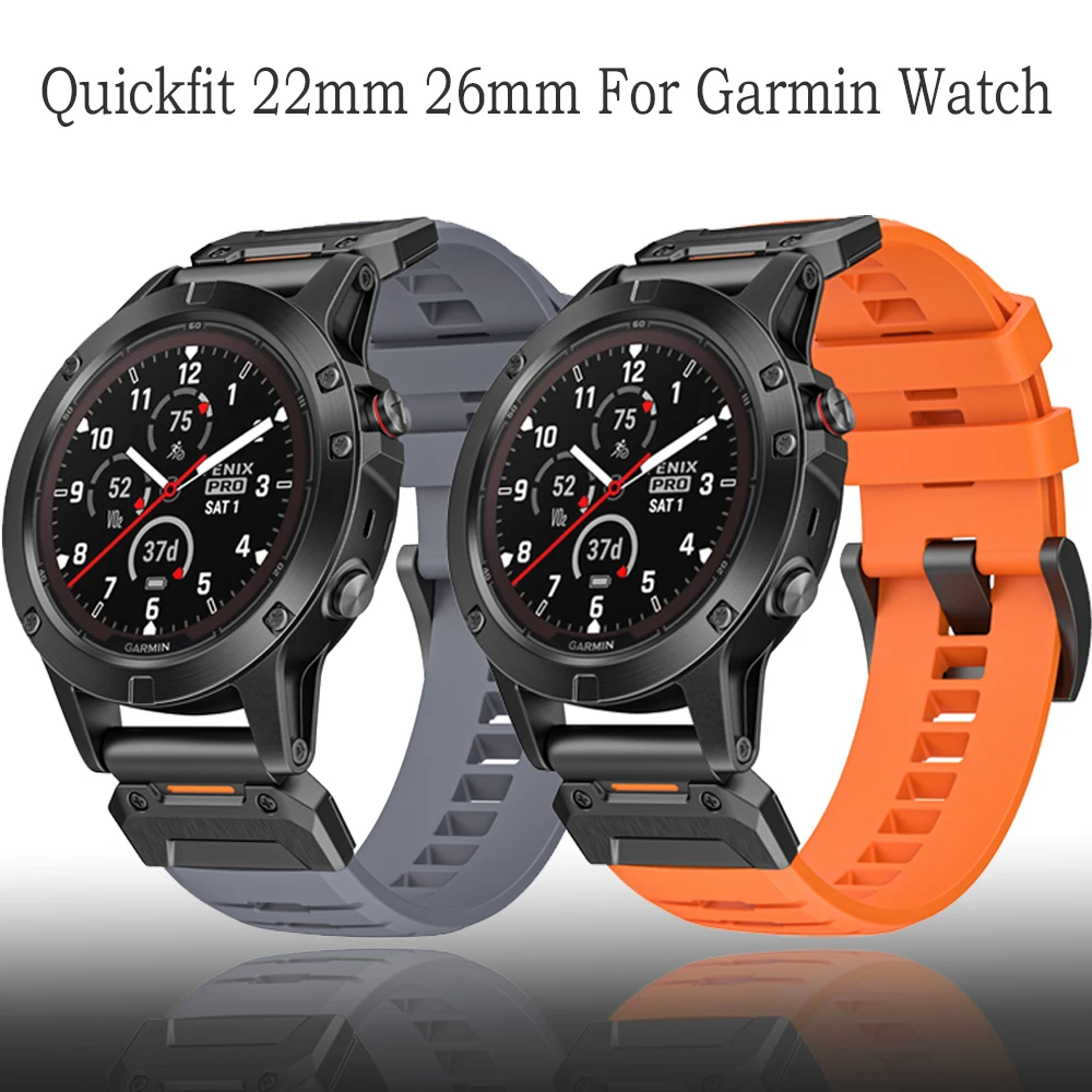 

22mm 26mm Quickfit Silicone Strap for Garmin Fenix 8 51mm 47mm 7X 6X Enduro 3 High End Wristband for Forerunner 965 955 265 255