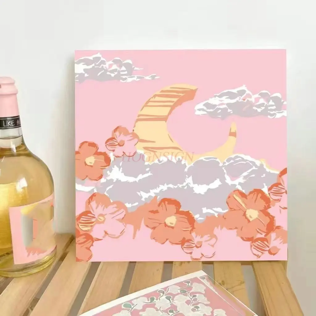 1set Butterfly DIY digital oil painting, children's handmade cartoon landscape coloring, oil painting