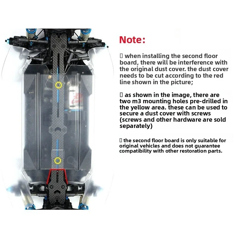 NUOVA Fibra di Carbonio Secondo Piano Lastra Bordo Piastra Per 1/10 Tamiya XV02 XV-02 RC Auto Parti di Aggiornamento Accessori