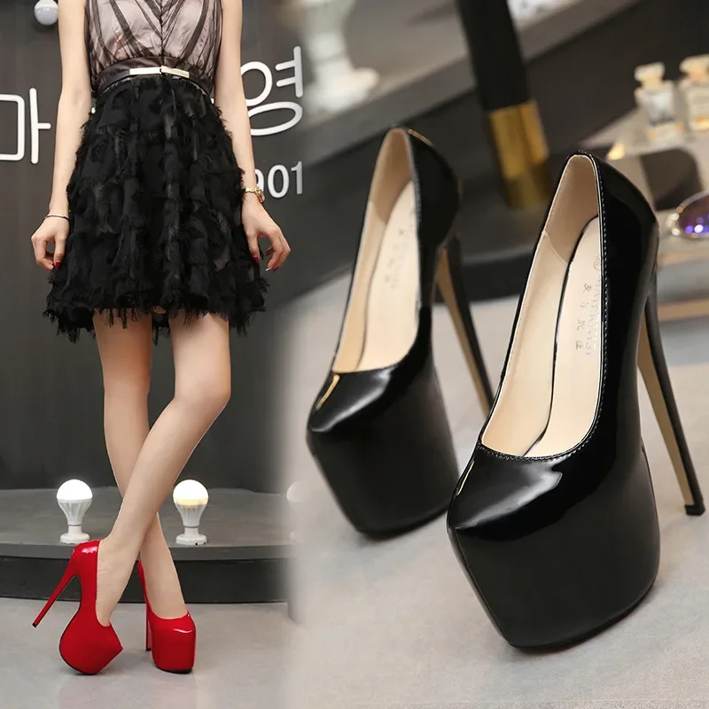 Women Shoes Spring/Autumn Sexy Wedding Round Toe Woman Pumps Platform 18CM Very High Heel Pumps Candy Color Stilettos