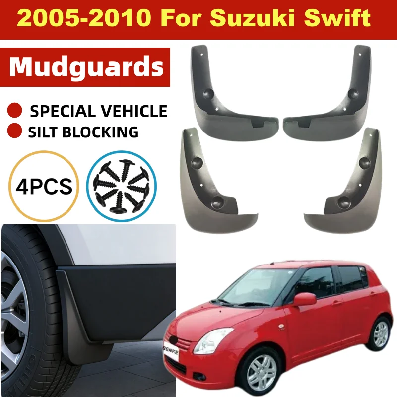 2005-2010 For Suzuki Swift II RS415 4PCS ABS Mud Flaps Splash Guards Mudguards Fenders Car Auto Accessories