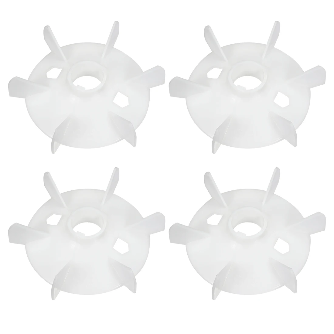 Uxcell 4Pcs Mini Plastic Motor Fan Blade 6 Leaves For Hairdryer Motor Round Shaft Replacement White Plastic For Hairdryer Motor