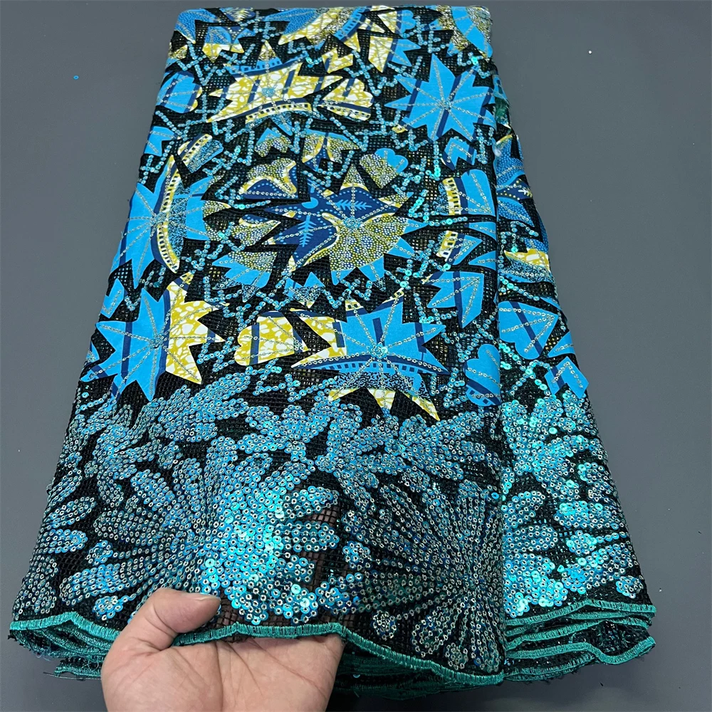 

Новейшая высококачественная тюлевая кружевная ткань в африканском нигерийском стиле 2025 года с вышивкой 5 ярдов для выпускных платьев с блестками ZJ053