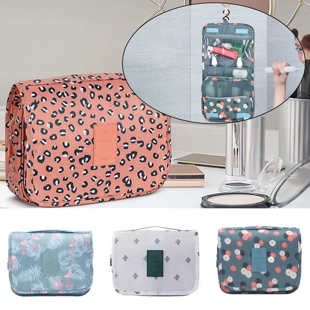 

Cosmetic Bag Organizer Women Travel Waterproof Hanging Type Makeup Bags Outdoor Toiletries Storage Tote Bag Zipper Beauty Pouch