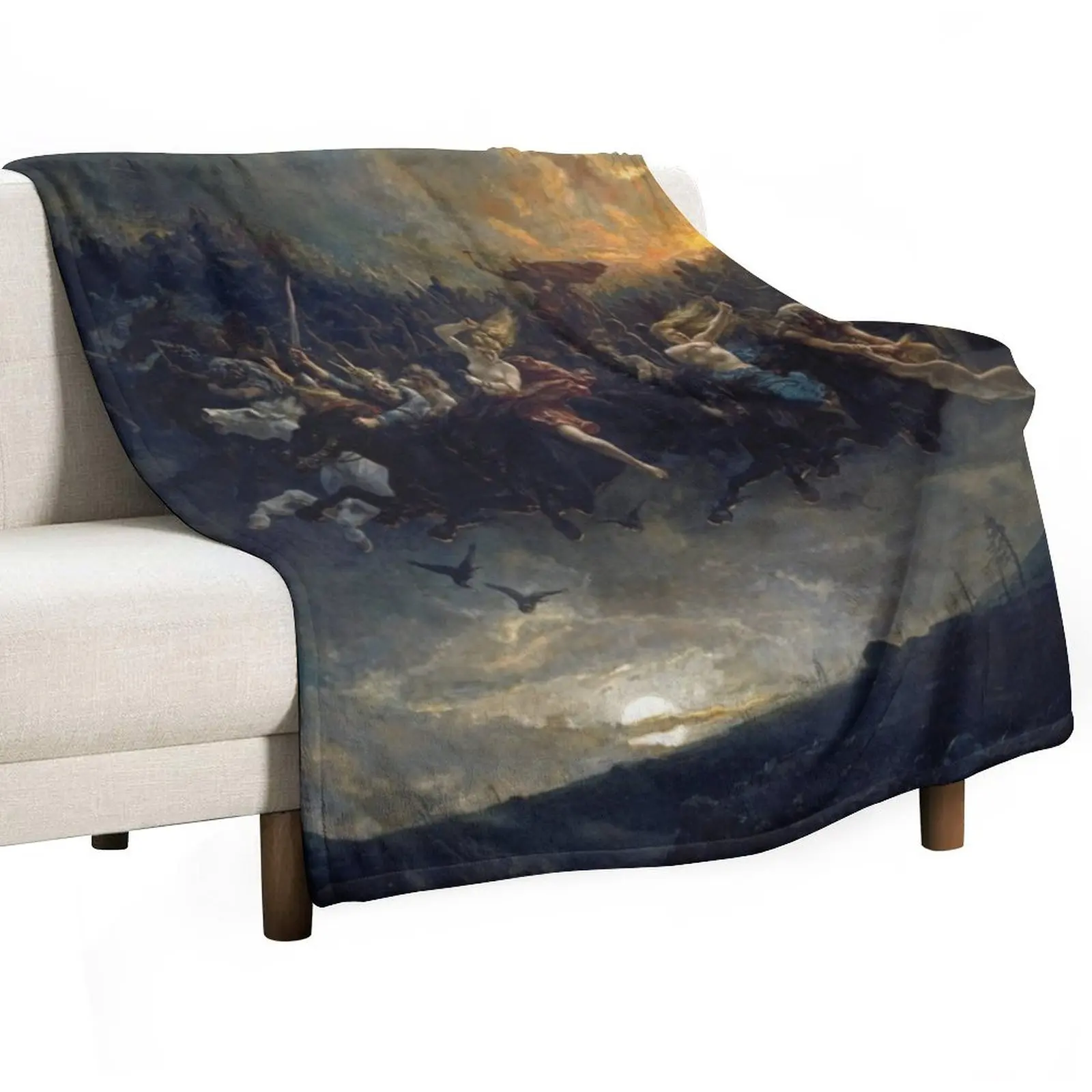 The Wild Hunt of Odin, by Peter Nicolai Arbo Throw Blanket Soft Beds Thin Travel Blankets