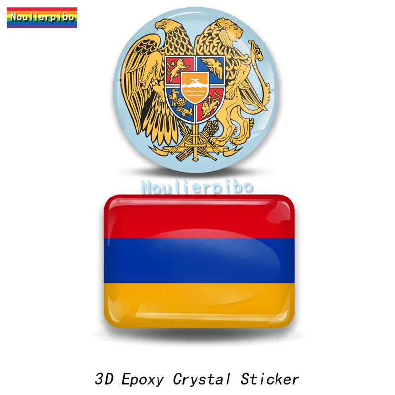 

3D Epoxy Resin Car Dome Sticker Armenia Flag National Emblem Map PVC Car Window Bumper Trunk Headlight Cover Vinyl Decal