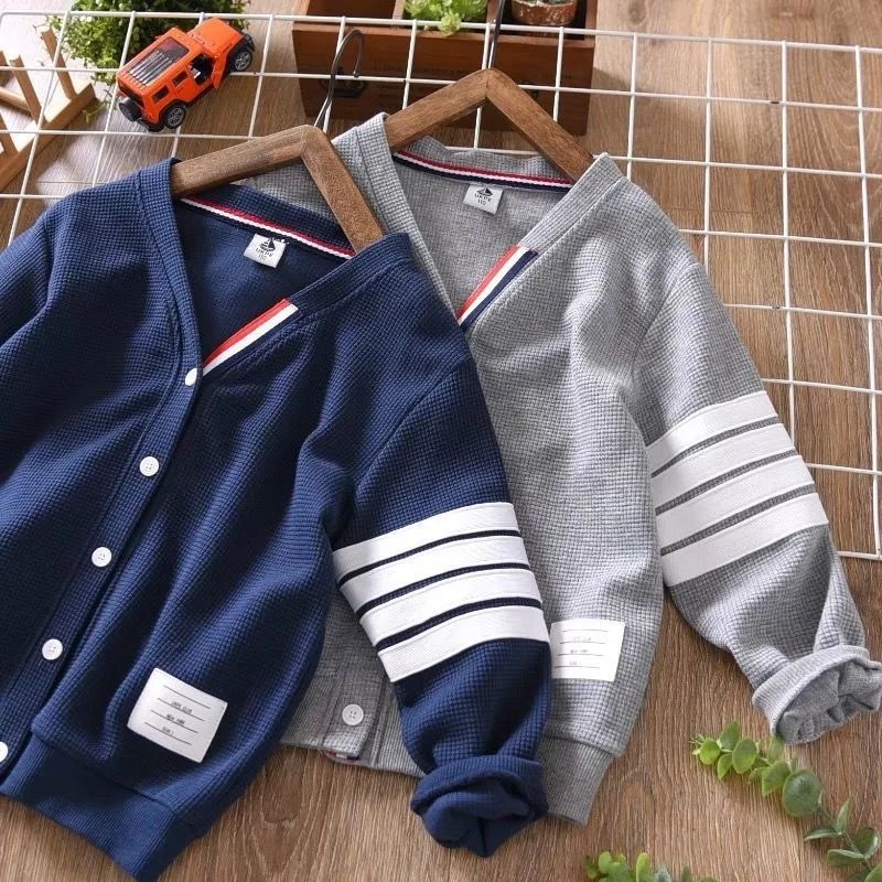 New Children’s Spring Autumn Striped Knit Sweater Long Sleeve Boys Girls Cotton V-Neck Cardigan Sweaters Kids Coat 3-13 Years 5 New Children's Spring Autumn Striped Knit Sweater Long Sleeve Boys Girls Cotton V-Neck Cardigan Sweaters Kids Coat 3-13 Years 5
