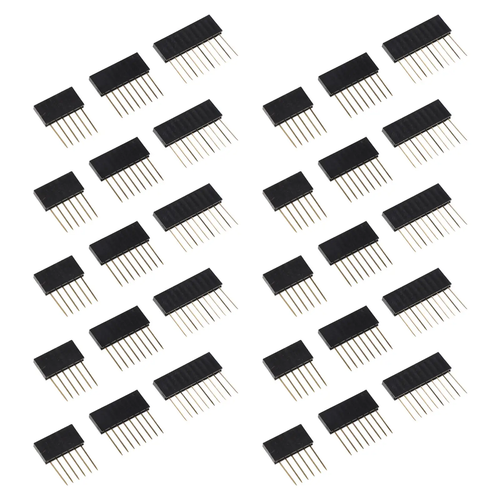 30Pcs 2.54mm Single Row Female Pin Headers Connector Strip Stackable Pcb Socket Header for Prototype Board Electronics Projects