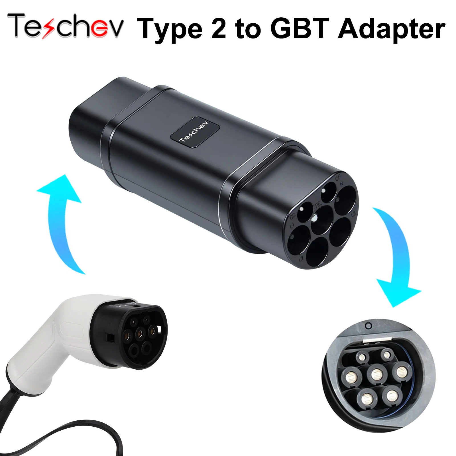 

Type2 to GBT Adapter 7.2kW/22kW Compatible with Type 2 Charger for Electric Cars with Chinese GB/T Charging Socket