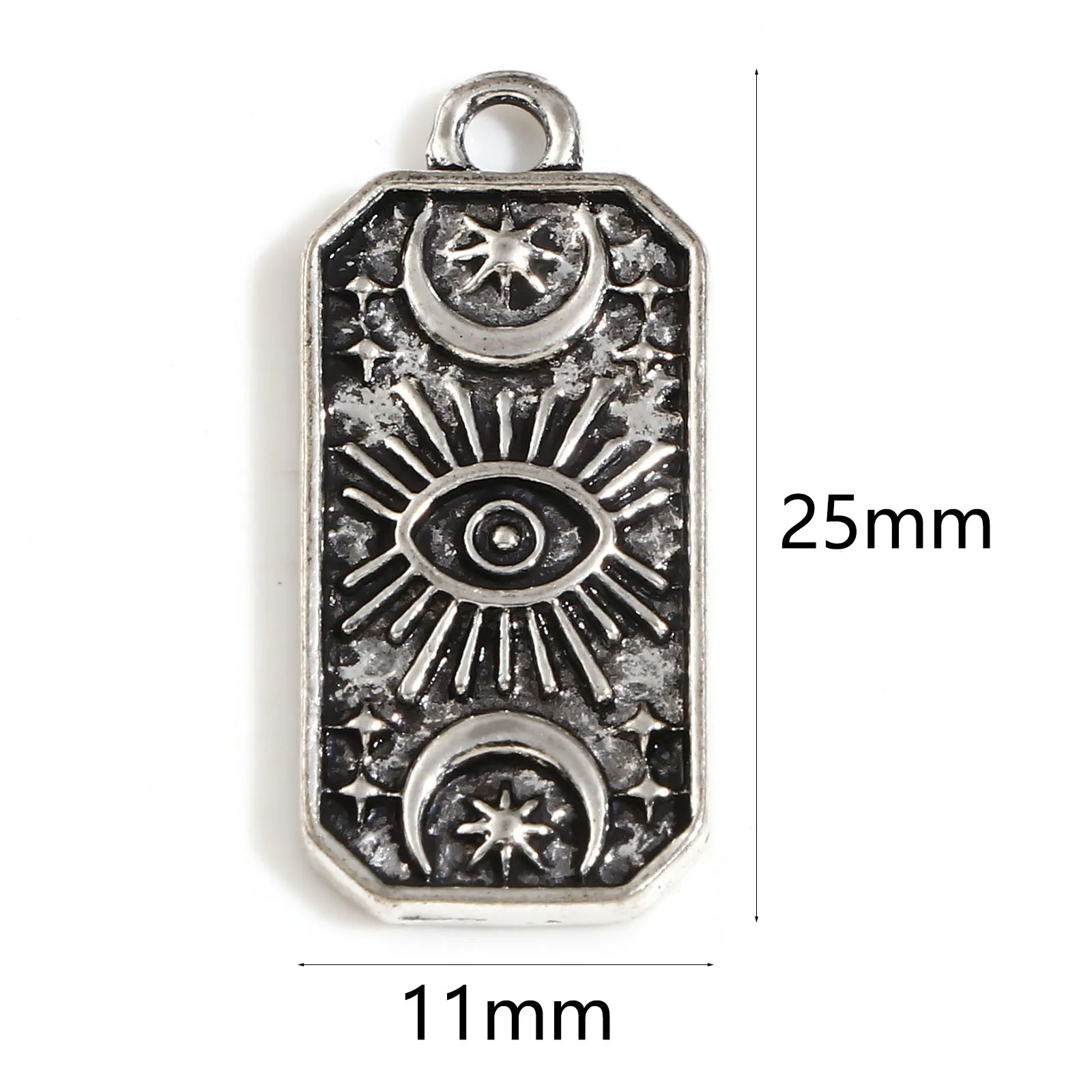 Antique Silver Color Religious Eye Of God Star Moon Pattern Octagonal Charms Pendants For Diy Jewelry Making About 25x11mm-10PCs