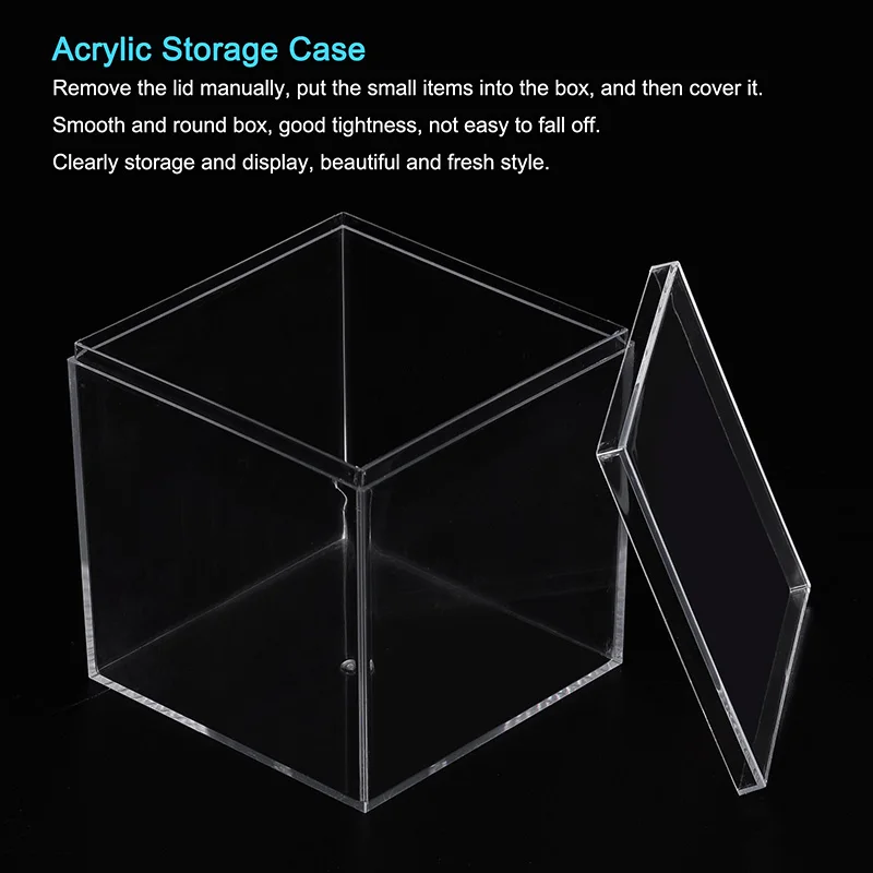2/4pcs Clear Acrylic Plastic Storage Box Square Cube Display Case with Lid Container Box Dust Proof Display Box Showcase