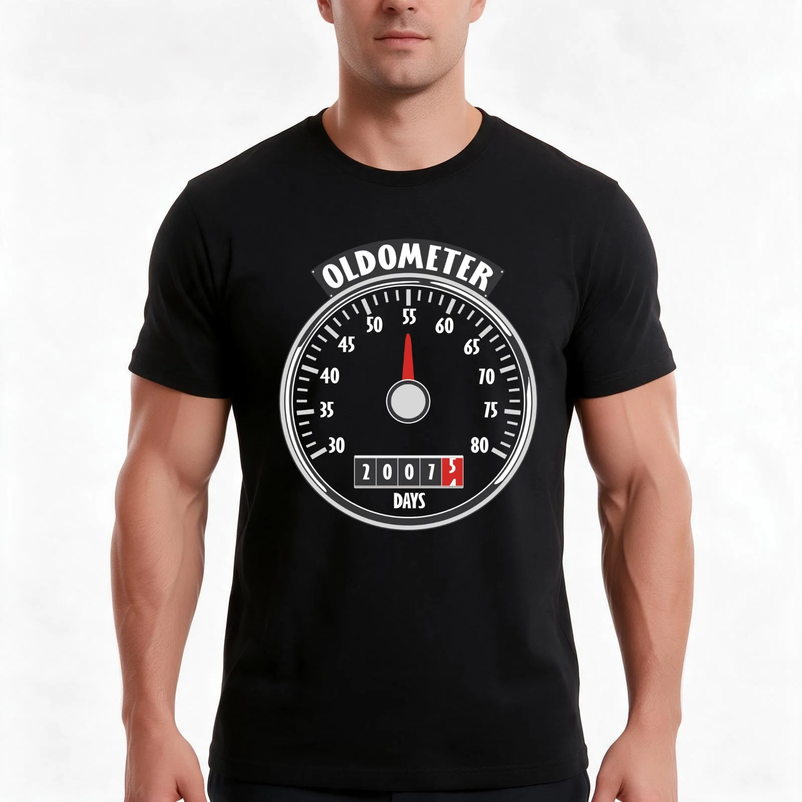Oldometer 55 T-Shirt, Summer Casual Cotton Tee, Oversized Streetwear Tops, Vintage Graphic Print, Loose Fit Short Sleeve