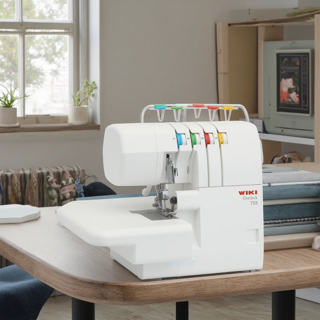 JK-703 Multi-Functional Mini Overlock Sewing Machine New Domestic Double Needle Lock Stitch Flat-Bed Configuration Home Use