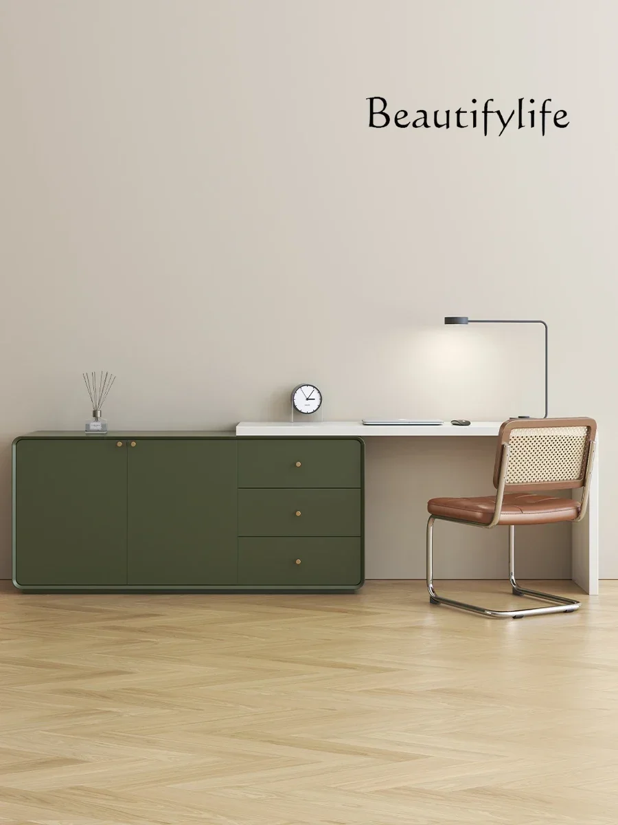 Desk Modern Minimalist Nordic Cream Style Light Makeup Table Solid Wood Bed Front Cabinet Retractable Desk