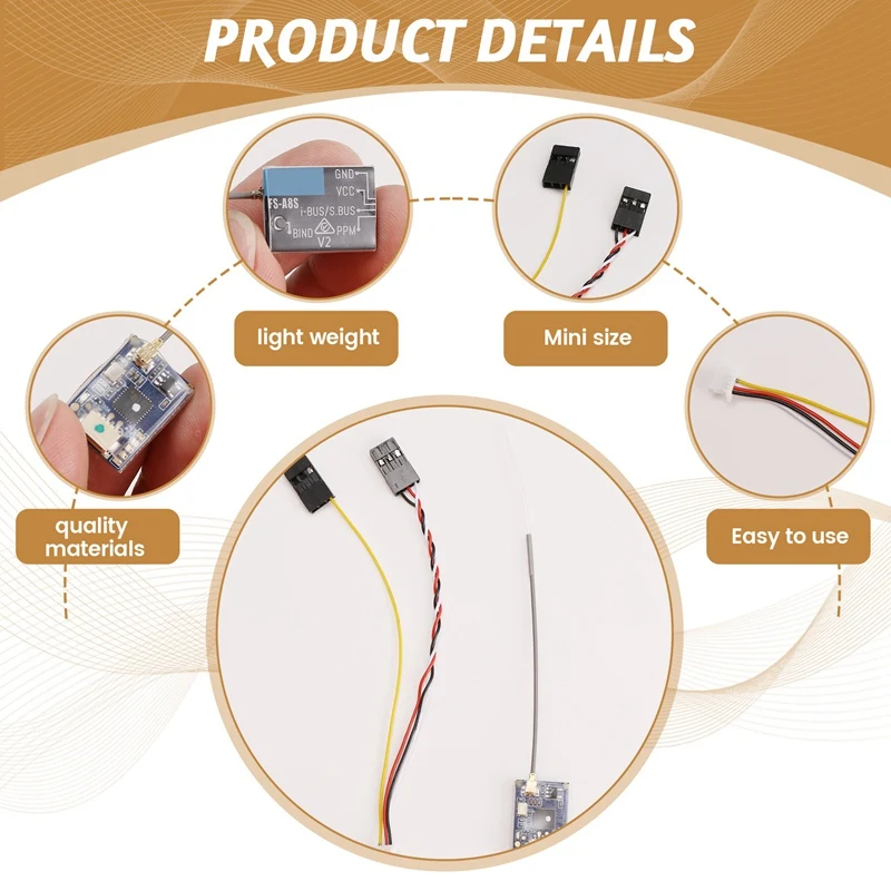 For FS-A8S 2.4G 8CH Mini Receiver W PPM I-BUS SBUS Output For RC Drone Quadcopter FS I4 I6 I6S I6X TM10 TM8 Transmitter