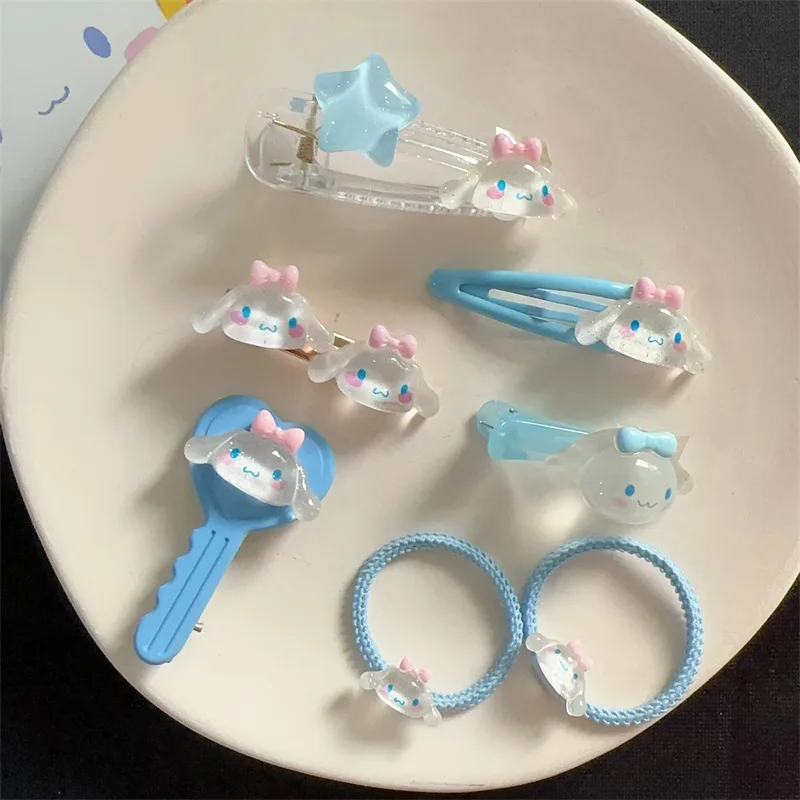 Sanrio Cinnamoroll Hairpin for Girls Kawaii Hair Accessories Suit Hair Clip Hello Kitty BB Clip Cartoon Anime Figure Hair rope