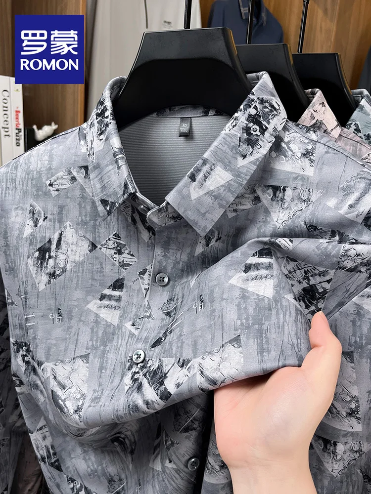 

Lormen Men's Long Sve irt Casual Print Busin Casual Wool Silk Blend Comfortable Breathable Stand Fit Autumn irt