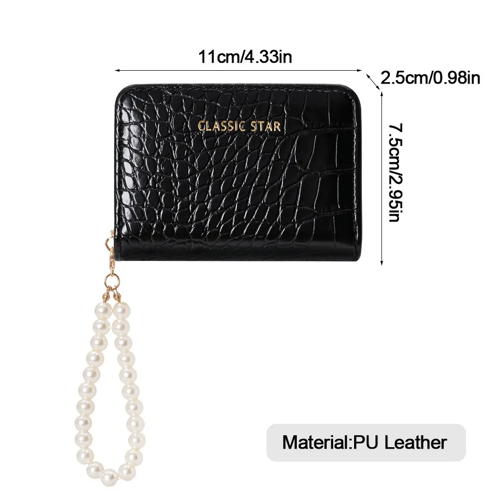 Durable Multifunctional Wallet PU Leather Solid Color Purse Zipper Coin Bag